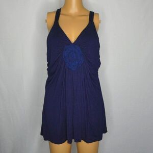 Green Dragon Crocheted Draped Cross Strap Tank Top